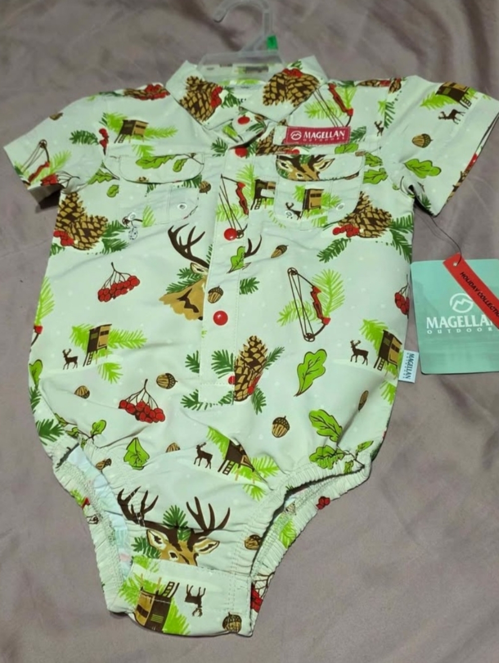 Magellan Outdoors Baby Romper - Woodland Print (White)